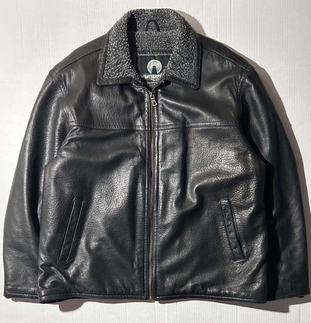 Weatherproof Garment Company Genuine Leather Sherpa Lined Aviator Bomber Jacket